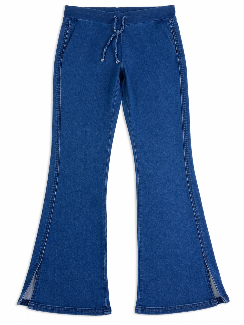 Vanilla Star Blue Stretch Flare Pants Size Large Split Hem